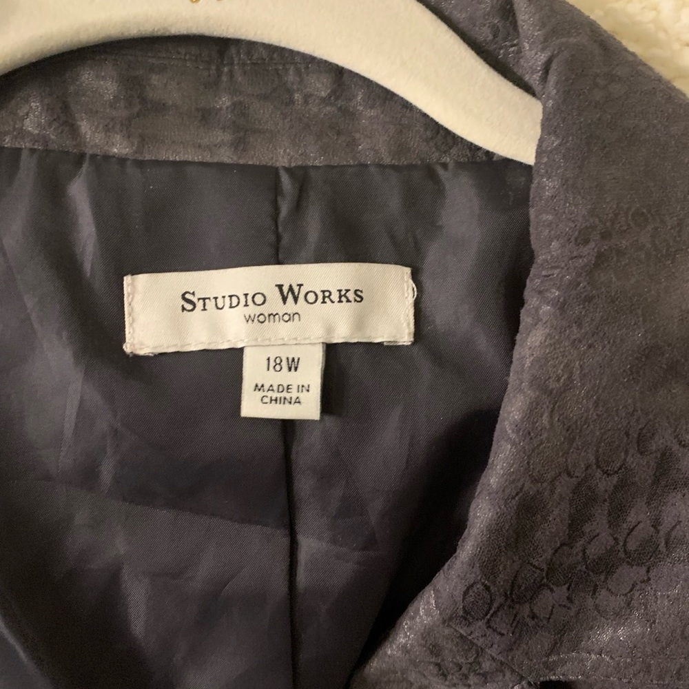 Studio Works Faux Suede Gray Zip Jacket Plus Size 18W - Picture 5 of 8